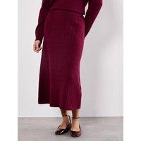 Apricot Womens Fine Gauge Cable Knit Midi Skirt - Red