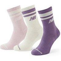 New Balance Womens Ribbed Stripe 3 Pack Mid-Calf Socks - Neutral