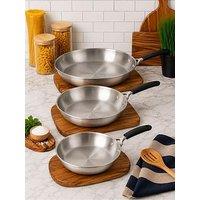 Prestige Made To Last Stainless Steel Frypan Triple Pack, 21Cm, 25Cm & 29Cm