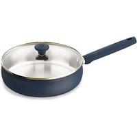 Prestige Stainless Edition - 24Cm Uncoated Deep Sided Frying Pan With Lid: French Navy