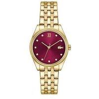 Lacoste Tuilerie Burgundy Dial And Gold Bracelet Watch