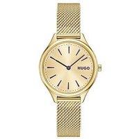 Hugo Light Yellow Gold Mesh Bracelet Watch