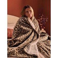 Silentnight Silentnight Heat Genie Self-Heating Giant Blanket Faux Fur Leopard