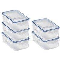 Lock And Lock Classic Set Of 5, 1.0Lt Rect Containers (Hpl817)