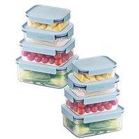 Lock And Lock Classic Plus Rect 8Pce Nesting Set, 2 X 4Pce - Blue (Hpl413S4B - 420Ml, 910Ml, 1.65Lt, 2.75Lt)
