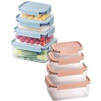 Lock And Lock Classic Plus Rect 8Pce Nesting Set, 1 X 4Pce Pink (Hpl413S4P & 1 X Blue (Hpl413S4P)