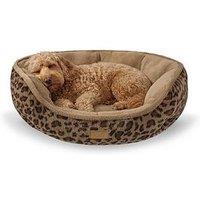 Snug Calming Faux Fur Donut Pet Bed - Leopard - Small