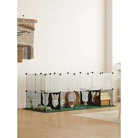 Pawhut Pet Playpen With Waterproof Mat, Diy Small Animal Enclosure 34 Panels, Indoor/Outdoor Metal Pet Fence For Guinea Pigs, Bunnies And Hedgehogs, 175 X 70 X 70 Cm