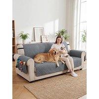 Pawhut Waterproof Sofa Cover 3 Seater, Soft Couch Cover For Dogs Cats Pets, Non Slip Sofa Slipcoevr With Elastic Straps Furniture Protector For Living Room, 306L X 177W, Grey