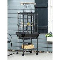 Pawhut 156Cm Bird Cage,Large Parrot Cage With Open Play Top, Perch, Seed Guard, Wheels, Storage Shelf For Budgie, Cockatiel, Conure, Lovebird, Dark Grey