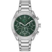 Lacoste Watches Men'S Boston Green Dial And Stainless Steel Bracelet Chronograph Watch