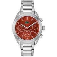 Lacoste Watches Men'S Clay Dial And Stainless Steel Bracelet Chronograph Watch