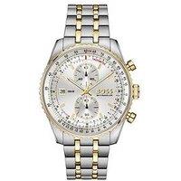 Boss Gents Boss Skytraveller Pro Two Tone Stainless Steel And Gold Ip Watch
