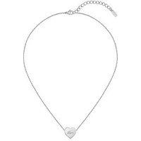 Lacoste Love My Croc Stainless Steel Heart Necklace - Silver