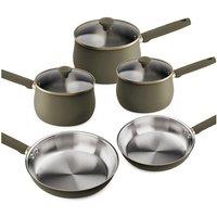 Prestige Stainless Steel Frying Pans & Saucepans With Lids, Set Of 5 - Urban Olive