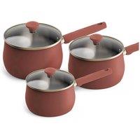 Prestige Stainless Edition - 3 Pc Uncoated Saucepan Set: 16Cm , 18Cm , 20Cm: Earth Rose