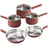 Prestige Stainless Edition - 5Pce Set (16, 18, 20Cm S/Pans 20 & 28Cm Frys) 72014/15) Earth Rose