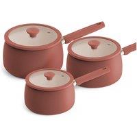 Prestige Ceramic Edition - 3 Pc Non-Stick Saucepan Set: 16Cm , 18Cm , 20Cm: Earth Rose