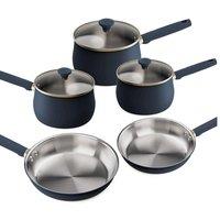 Prestige Stainless Edition - 5Pce Set (16, 18, 20Cm S/Pans 20 & 28Cm Frys) 72004 / 05) French Navy