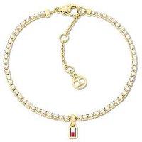 Tommy Hilfiger Women'S Gold Plated And Crystal Tennis Bracelet