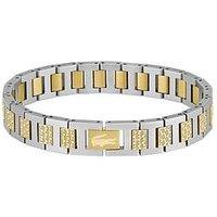 Lacoste Men'S Metropole Two Tone Gold Ip And Stainless Steel Crystal Bracelet