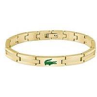 Lacoste Men'S Stencil Gold Ip And Green Enamel Crocodile Bracelet