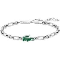 Lacoste Men'S Arthor Stainless Steel And Green Enamel Crocodile Bracelet