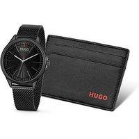 Hugo Gents Hugo Smash Black Ip Watch & Cardholder Gift Set