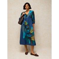 White Stuff Womens Lucy Floral V-Neck Empire Seam Dress - Blue
