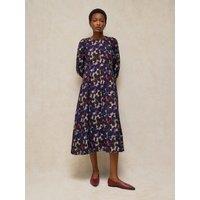 White Stuff Womens Emilia Abstract Print Puff Sleeve Midi Dress
