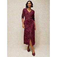 White Stuff Reese Button-Through Printed Midi Dress - Purple
