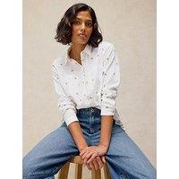 White Stuff Sophie Cotton Printed Button-Through Shirt - Cream