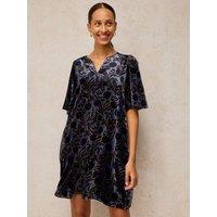White Stuff Womens Harper Velvet Shift Dress - Blue