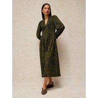 White Stuff Womens Ada Shirred Button-Through Midi Dress - Green