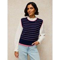 White Stuff Taylor Wool Blend Striped Tank Top - Navy