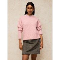 White Stuff Womens Carter Wool Crew Neck Contrast Trim Jumper - Pink