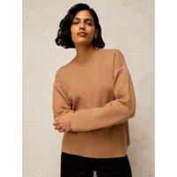 White Stuff Womens Carla Whipstitch Soft-Touch Relaxed Jumper - Brown