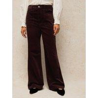 White Stuff Womens Tia Velvet High Waist Wide Leg Trousers - Brown