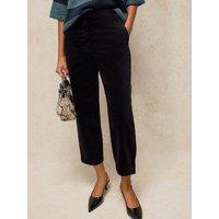 White Stuff Womens Illy High-Rise Straight Leg Velvet Trousers - Black