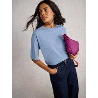 White Stuff Katya Relaxed Fit Cotton Crew Neck T-Shirt - Blue