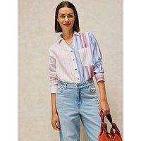 White Stuff Saffie Mixed Stripe Button Through Shirt - Pink