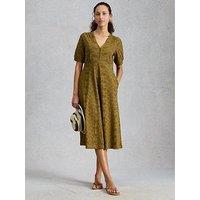 White Stuff Megan Embroidered Jersey Midi Dress - Green