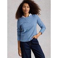 White Stuff Clara Textured Crew Neck Long Sleeve Tee - Blue