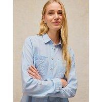 White Stuff Sophie Cotton Button-Through Shirt - Blue