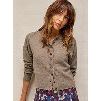 White Stuff Kylie Cashmere Nep Button-Through Cardigan - Brown