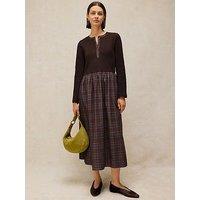 White Stuff Dakota Jersey Mix Midaxi Dress - Brown