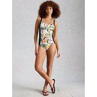 White Stuff Splash Control Print Swimsuit - Cream