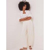 Mint Velvet Jersey Balloon Trousers - Cream