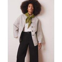 Mint Velvet Button Detail Coat - Grey
