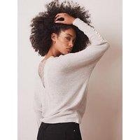 Mint Velvet Lace Batwing Knit Mix Jumper - Grey